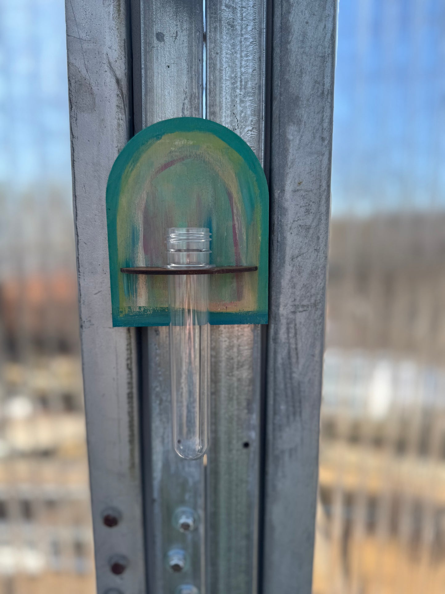 Painty Wood Station/Bud Magnetic Propagation Station/Bud Vase