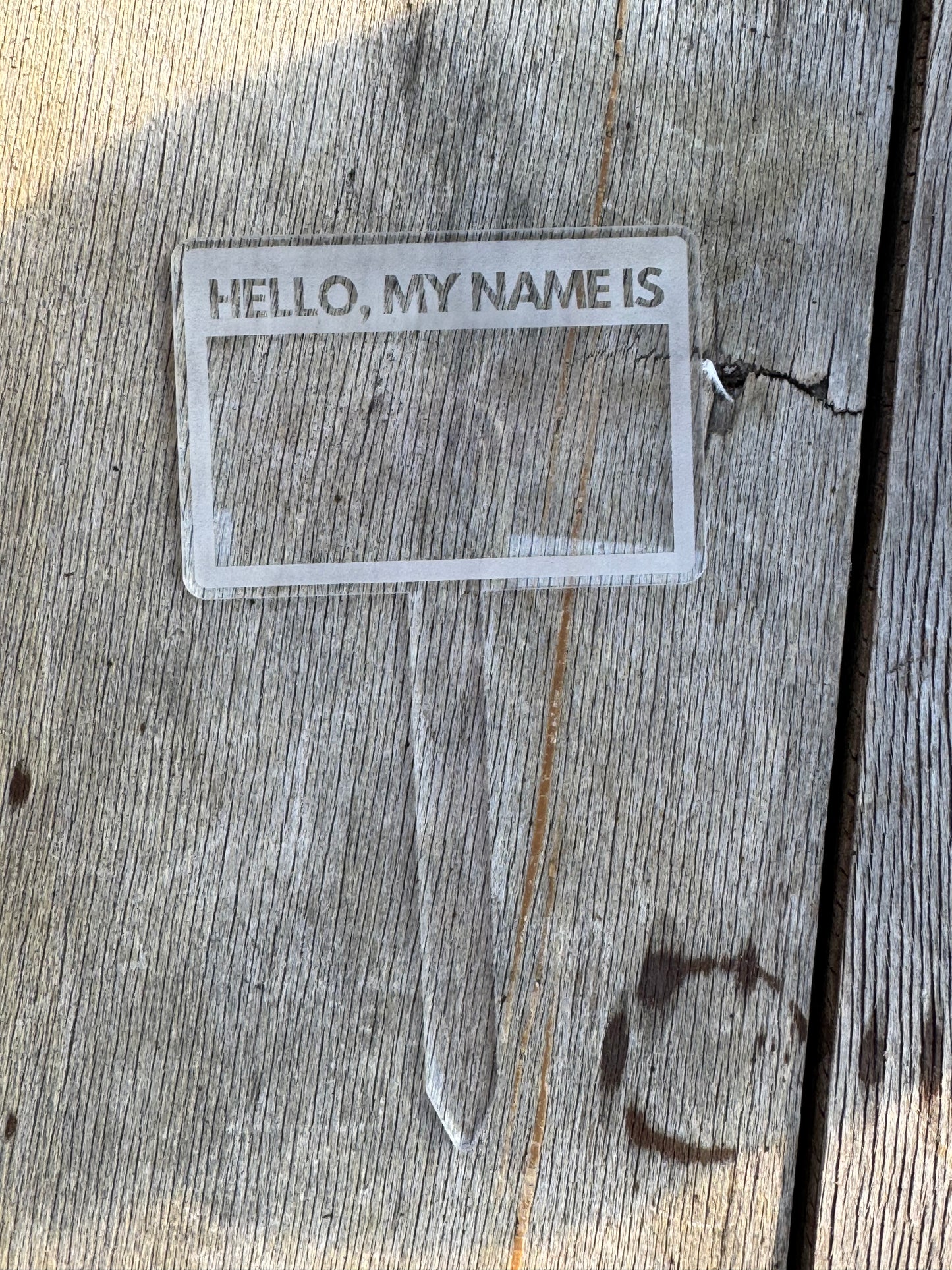 Hello My Name Is Plant Stake