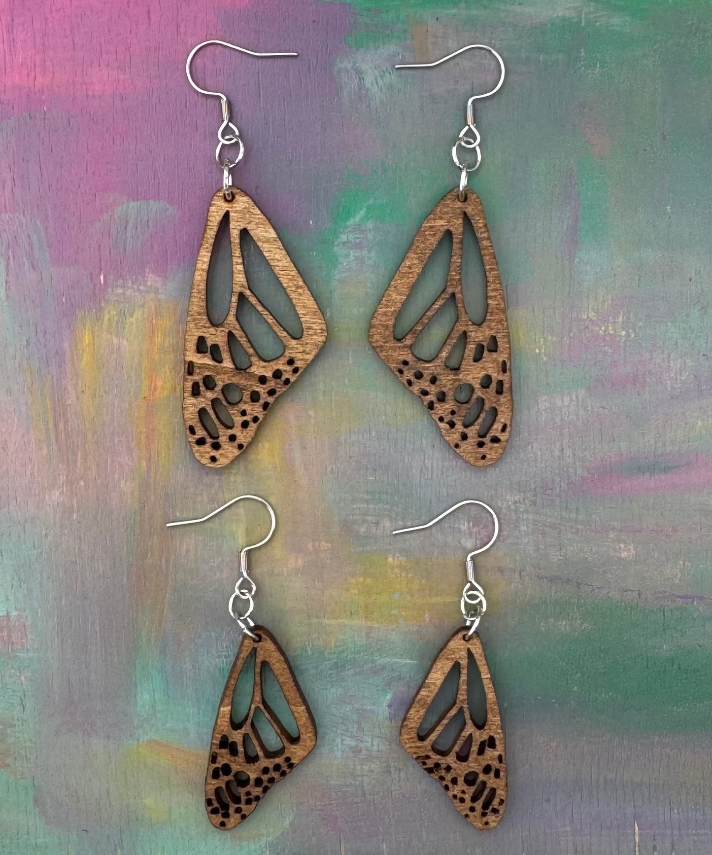 Wood Monarch Wing Earrings