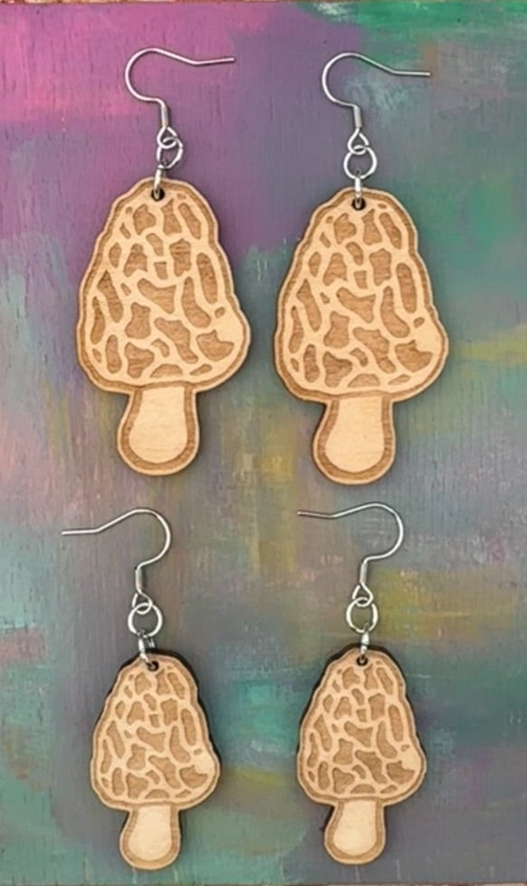 Wood Morel Earrings