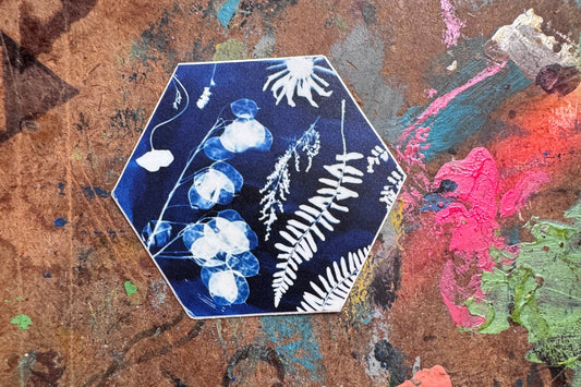 Cyanotype Hexagon Sticker